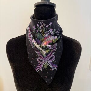 Christian Dior Floral Black and Pink Women's Handkerchief Bandana Scarf 20”